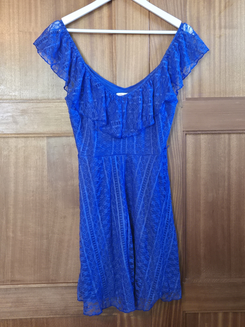 Candie's Royal Blue One-Shoulder Lace Dress